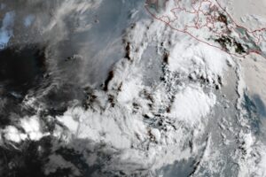 The GOES-West weather satellite shows a close-up view of clouds and showers becoming better organized in what is likely to become Tropical Storm Alvin over time. Image: NOAA