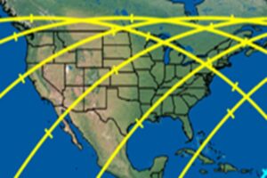 Latest map update shows the trajectory of where the out-of-control spacecraft from the Soviet Union may re-enter Earth's atmosphere and crash to the surface. Image: Aerospace Corporation