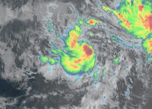 Latest view from the GOES-West weather satellite showing Barbara gaining strength in the eastern Pacific. Image: NOAA