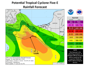 Very heavy rains will lash the coast as Erick moves north. Image: NHC