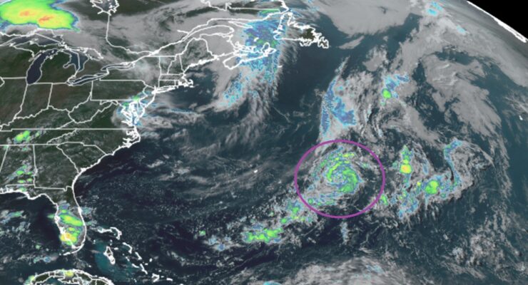 The National Hurricane Center is keeping an eye on the Atlantic, especially inside the purple circled area on this map. Image: NOAA