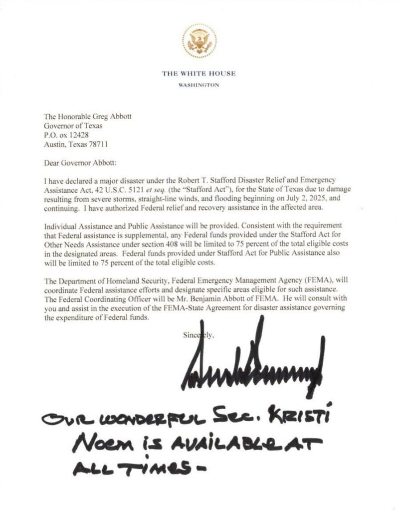 President Trump has signed-off on a Disaster Declaration for Texas. Image: The White House