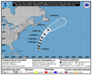 Latest official forecast track for Fernand.  Image: NHC
