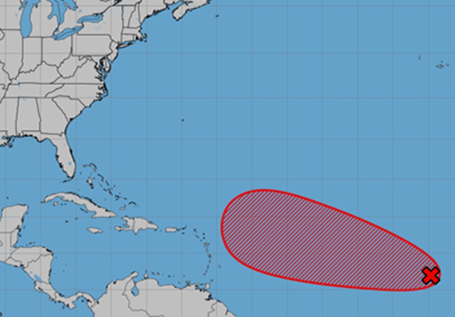 The National Hurricane Center has been monitoring an area of disturbed weather in the Atlantic that is now expected to become a tropical cyclone. Image: NHC