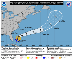 Latest official track for Imelda.  Image: National Hurricane Center