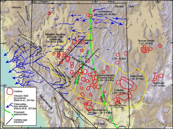 Map showcasing prior volcanic calderas around the state from which lava erupted. Image: Carleton University