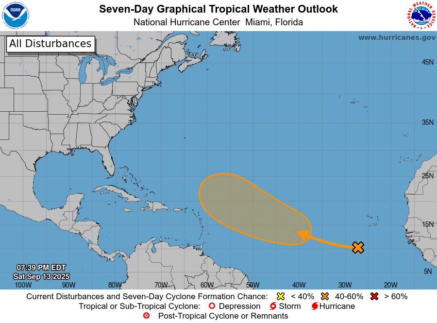 The area in orange could be where the season's next tropical cyclone forms. Image: NHC