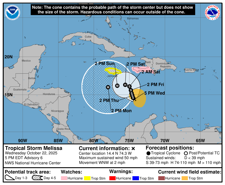 The forecast "cone" is more of a circle due in part to the storm not expected to move much into the weekend. Image: NHC