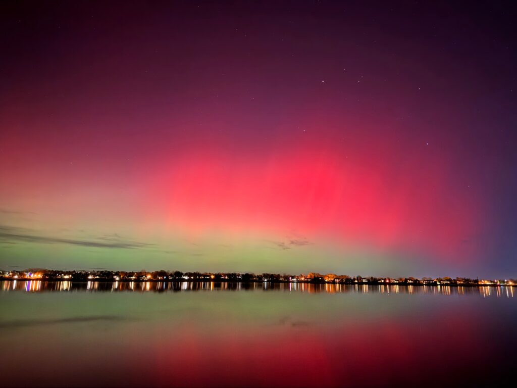 On the night of November 11, a significant impact from a coronal mass ejection triggered a severe geomagnetic storm which lit up aurora across much of the United States. Image: NWS