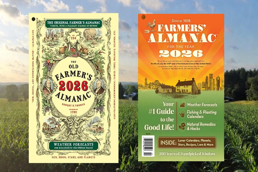 The Farmer's Almanac, right, will no longer publish. The Old Farmer's Alamanc, left, will still publish. Image: Old Farmer's Almanac and Farmer's Almanac.