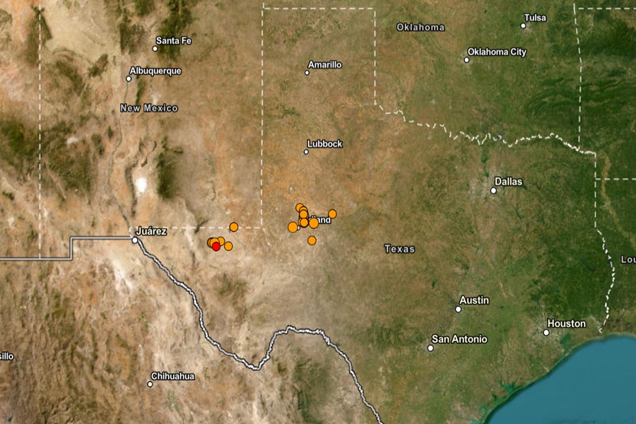 Each dot on this map represents the epicenter of an earthquake over the last 24 hours; red dots reflect the most request earthquakes. Image: USGS