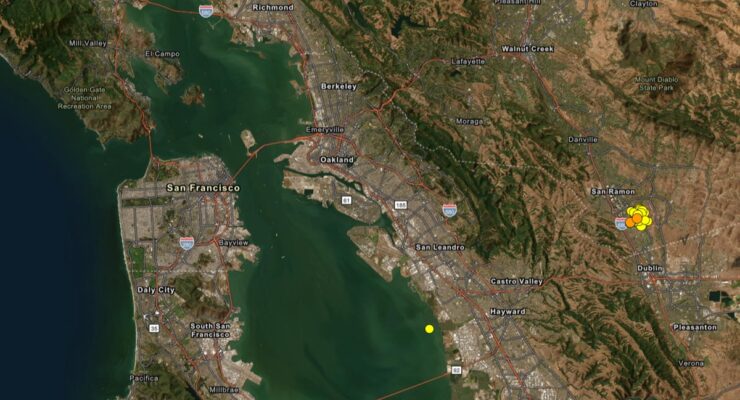 A swarm just east of San Francisco is one of two in the area getting attention from locals that think the "Big One" is coming soon. Image: USGS