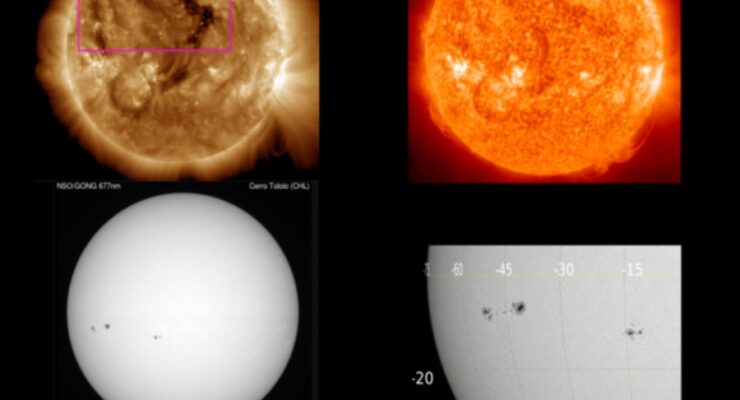 Observations and imagery processed by the Space Weather Prediction Center have prompted the issuance of a Geomagnetic Storm Watch for Earth for Friday. Image: NOAA SWPC