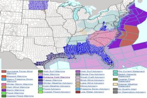 This weekend, like last weekend, will bring heavy snow to portions of the east coast and bitter cold from Texas to Florida all around the Gulf of America coast. Image: NWS