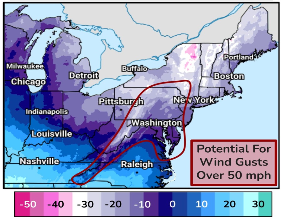 Artic Plunge to Bring Lethal Temperatures, Damaging Winds to Northeast