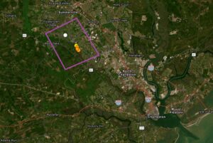 The recent swarm of earthquakes outside of Charleston have struck inside this box, with the most recent earthquakes the closest to Charleston.  Image: USGS