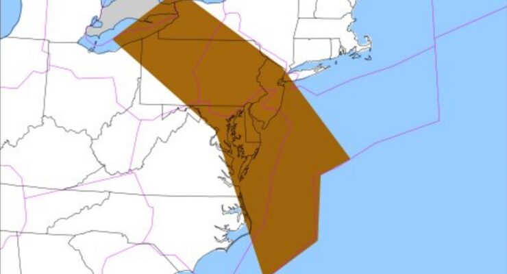 The area in brown is under a severe turbulence alert. Image: NWS AWC