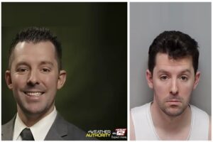 Elliot Wilson, left welcomed in a promotional photograph from KSAT on the left and arrested with a mug shot on the right. Image: KSAT, Bexar County Sheriff's Office
