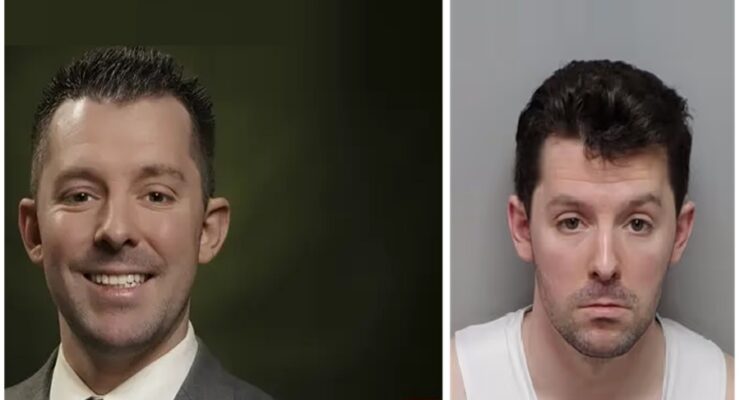 Elliot Wilson, left welcomed in a promotional photograph from KSAT on the left and arrested with a mug shot on the right. Image: KSAT, Bexar County Sheriff's Office