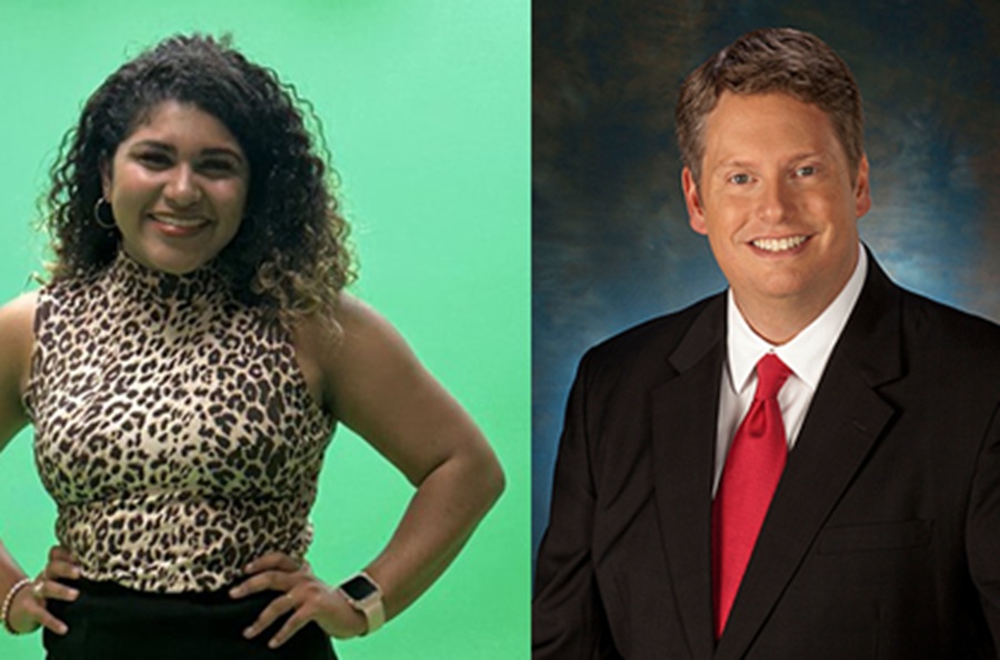 TV meteorologists Diamond Dickson, left, and Marshall McPeek, right, are starting chemotherapy for their cancer diagnosis.  Image: KRIS 6 / WSYX