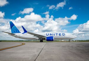File photograph of a United Airlines 737-800; this aircraft type was involved in an incident with a drone early today. Image: United Airlines