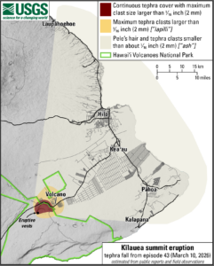 Tephra fell across a large part of the Big Island of Hawaii during the last eruption event, including populated areas in and around Hilo. Image: USGS