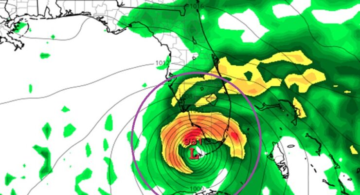 The American GFS computer forecast model is suggesting that a tropical cyclone will impact Florida next week; this is its depiction for next Thursday afternoon. Image: tropicaltidbits.com