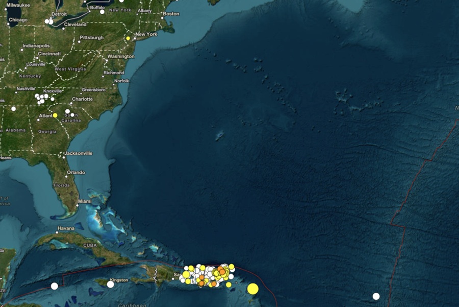 USGS Monitoring Surge of Atlantic Earthquakes; 240 in Last 30 Days Near Puerto Rico