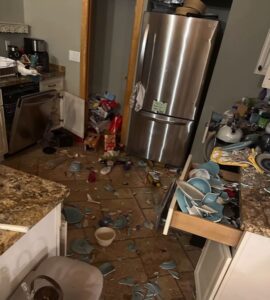 Big Island Mayor Kimo Alameda shared this picture showing a kitchen in disarray after the strong earthquake shook cabinets loose of their contents. Image: Hawaii County Office of the Mayor