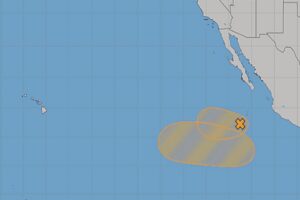 The two areas shaded in orange are being monitored by the National Hurricane Center for signs of potential tropical cyclone development. Image: NHC