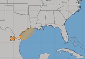 Tropical Storm Arthur could form in the shaded orange area highlighted here by the National Hurricane Center. Image: NHC