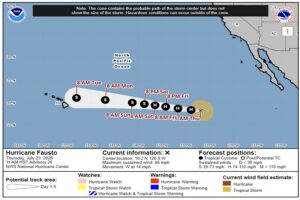 The official forecast track of Hurricane Fausto from the National Hurricane Center. Image: NHC