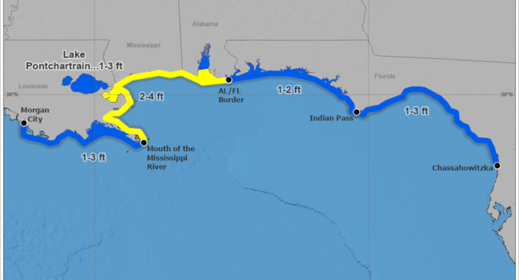 Storm surge flooding is possible as Tropical Storm Bertha takes shape in the Gulf of America this week. Image: NHC