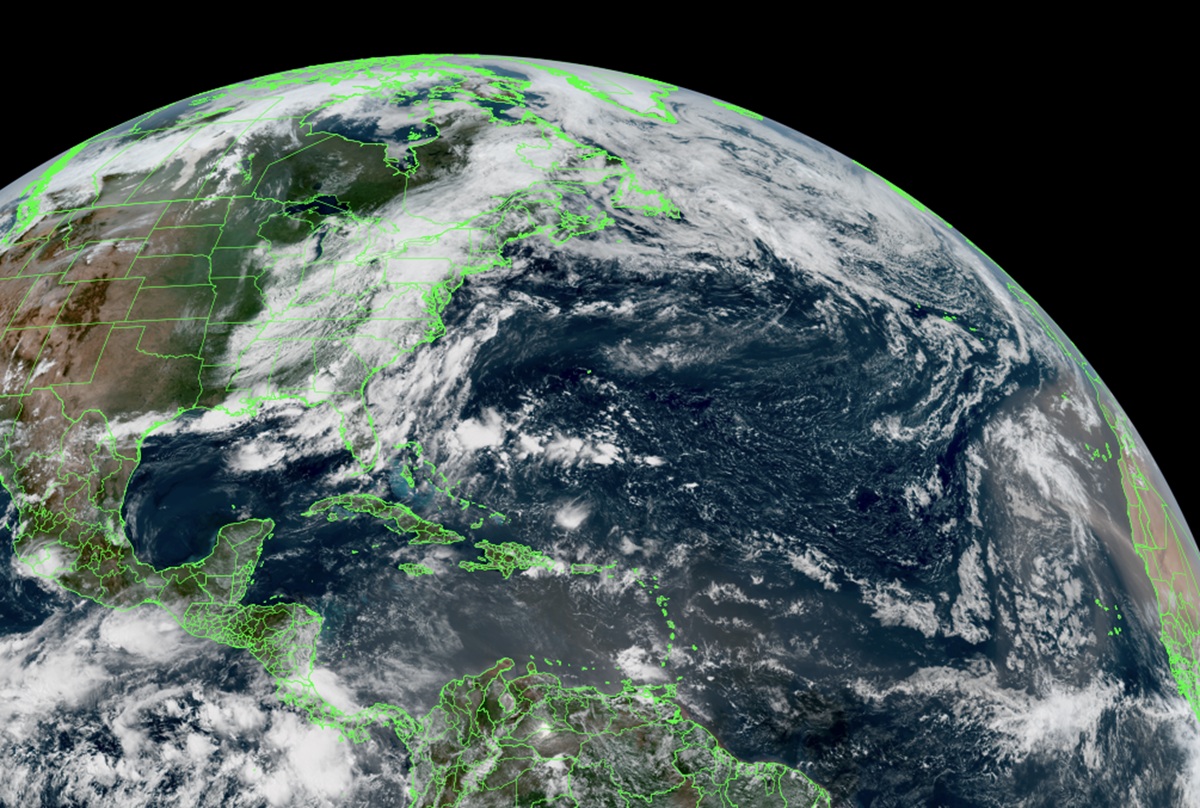 Latest view of the Atlantic Hurricane Basin from the GOES-East weather satellite. Image: NOAA