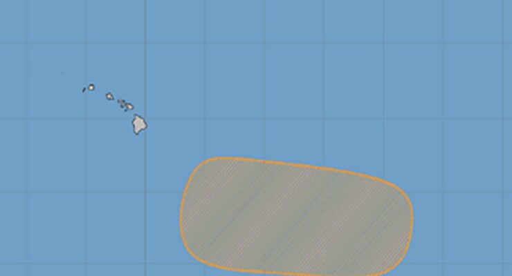 The area in orange is being monitored for potential tropical cyclone development. Image: CPHC / NHC