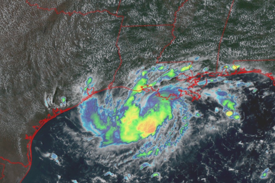 Current satellite view of the new system taking shape in the Gulf of America. Image: NOAA