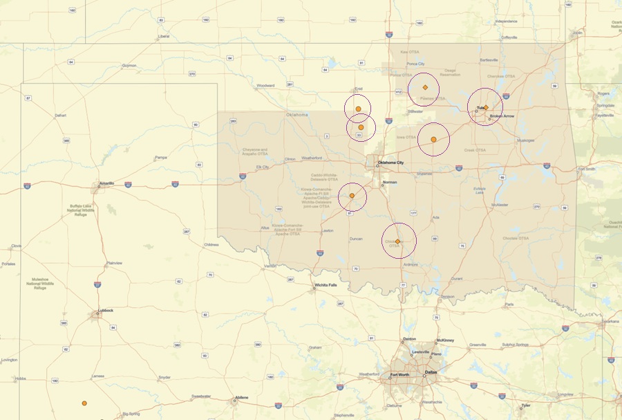 Earthquake and explosion events were recorded by USGS and are shown in each circle, with a dot inside reflecting an earthquake and a diamond reflecting a non-earthquake related explosion. Image: USGS
