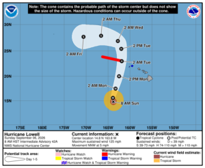 Current track and warnings for Lowell. Image: NHC