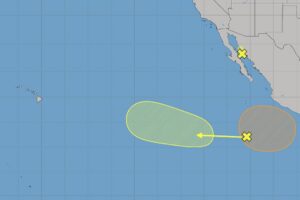 The three shaded areas of concern are being tracked for potential tropical cyclone development. Image: NHC