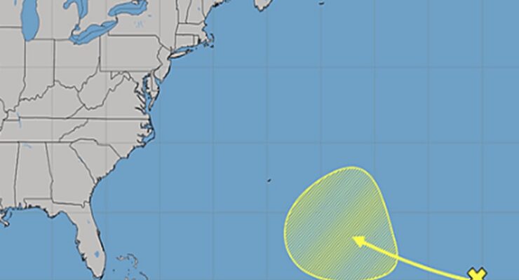 The area in yellow is being tracked for possible tropical cyclone development. Image: NHC