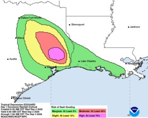 Flood potential from the storm. Image: WPC