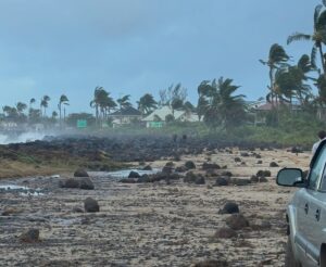 Kauai crews and contractors are clearing damage from Hurricane Lowell’s overnight path. From tree and brush clearing in Puhi to rock and stream clearing in Wailua, the work to restore access to Kauai roads moves forward. Image: HDOT