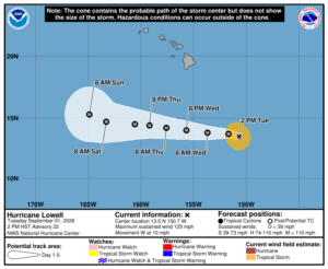 Latest track for Lowell. Image: NHC