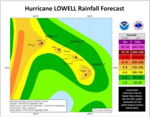 Expected rainfall across Hawaii. Image: NHC