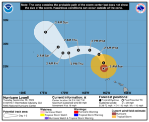 Latest track for Lowell. Image: NHC
