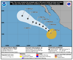 Latest track for Marie. Image: NHC