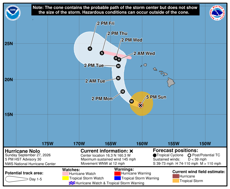 Latest forecast track for Hurricane Nolo. Image: NHC