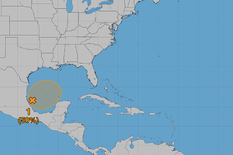 The area in orange is being monitored for potential tropical cyclone development by the National Hurricane Center. Image: NHC