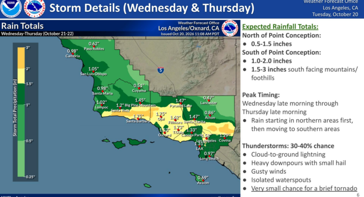 More heavy rain is also expected in the Los Angeles area. Image: NWS