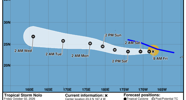 Forecast track for Nolo. Image: NHC